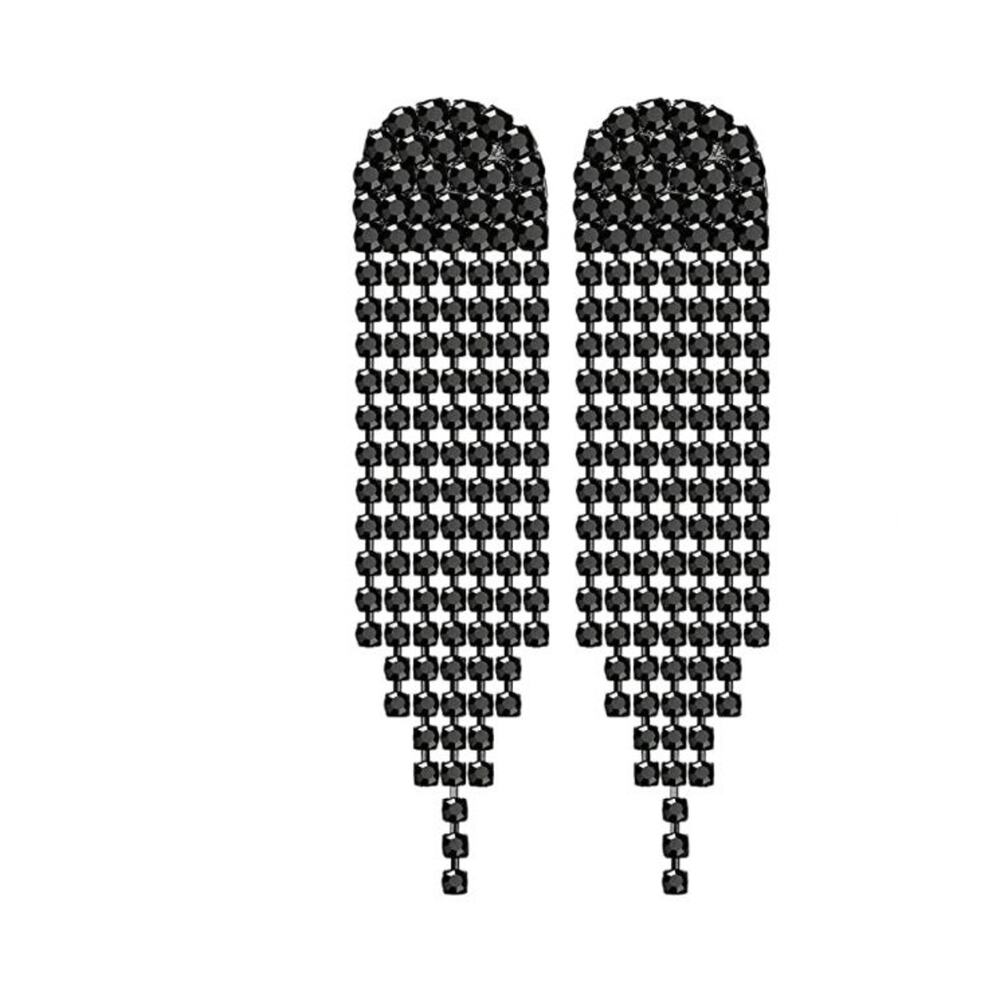 Black Rhinestone Drop Earrings